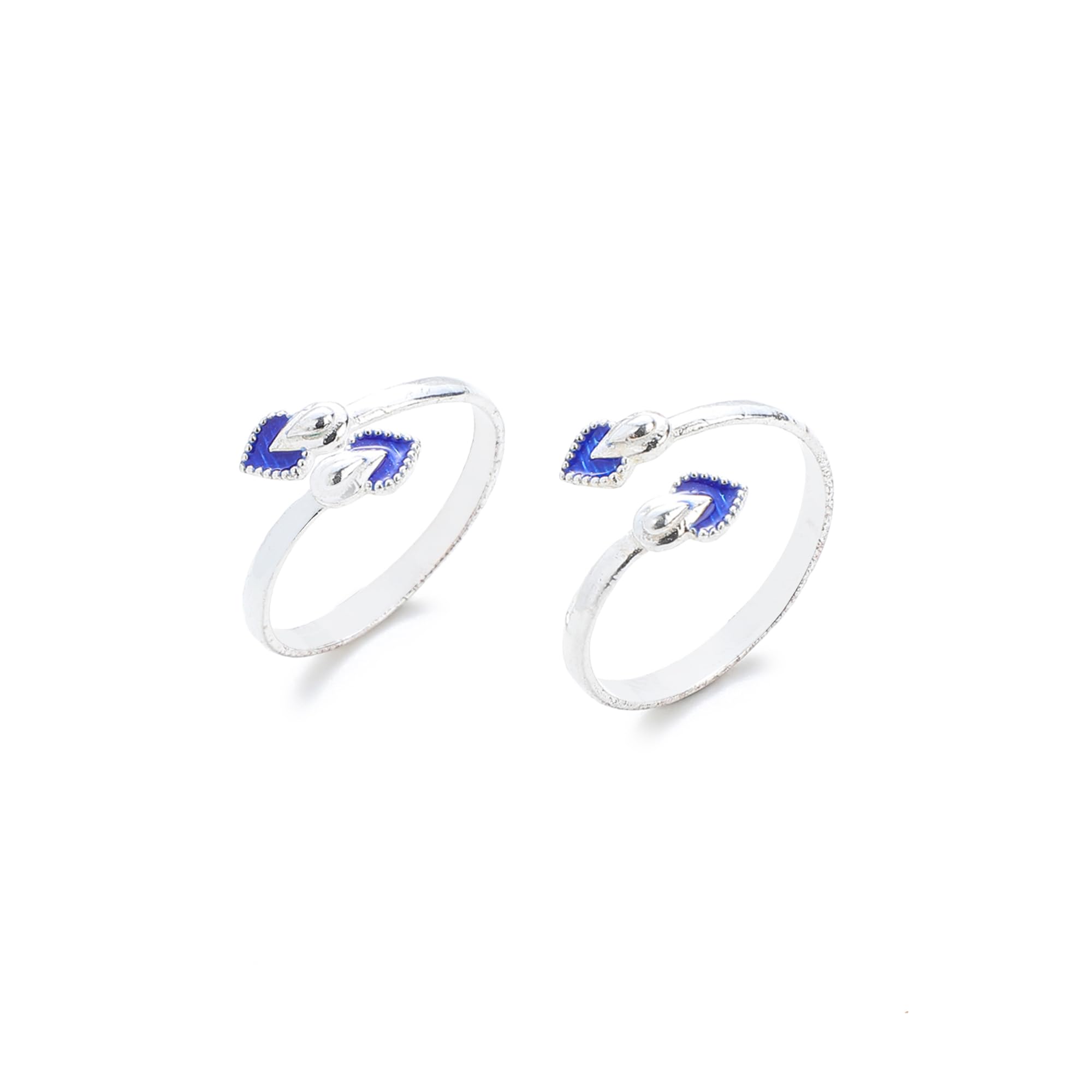 925 Silver Blue Enamel Finished Toe Ring for Girls & Women - 3.2 Grams-image-32