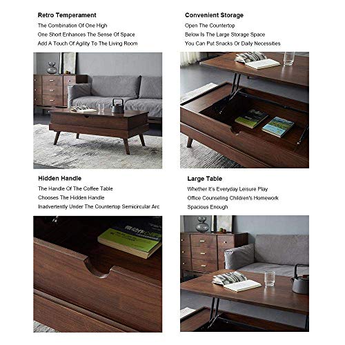 Convertible Coffee Table to Dining Table, Multifunction Lift Top Table Hidden Handle Lift Up Coffee Table, Smooth Surface Table Corner Protection Storage Tea Table Strong Bearing Capaci hopeful 6 Convertible Coffee Table to Dining Table, Multifunction Lift Top Table Hidden Handle Lift Up Coffee Table, Smooth Surface Table Corner Protection Storage Tea Table Strong Bearing Capaci hopeful - Image 6
