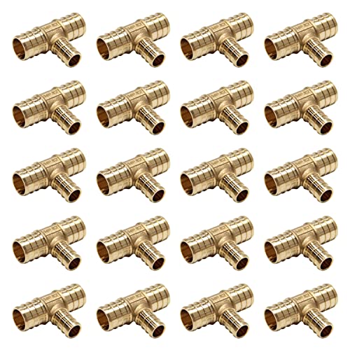 Pex Brass Reducing Tee Fittings 3/4 in x 3/4 in x 1/2 in