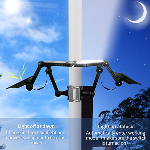 Flag Pole Light Solar Powered 32 Led Light, 100% Flag Coverage, 2 Solar Panels W/4640Lm Brightest Solar Powered Flagpole Light Last Up To 16 Hrs, Ip67 Waterproof Auto On/Off For Most 15-40 Ft Flagpole #TOP4