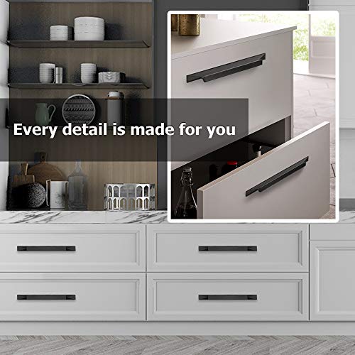 Peaha 10 Pack Kitchen Cabinet Handles Black Edge Pull - Ph7024Bk192 Black Finger Pull 7 1/2 Inch Dresser Drawer Pulls Aluminum Alloy Kitchen Cabinet Hardware #TOP2