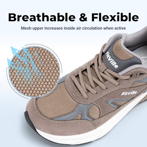 Image of FitVille Wide Walking Shoes for Men Extra Wide Width Sneakers with Arch Support for Flat Feet Heel Pain Relief Plantar Fasciitis - Rebound NEO V1