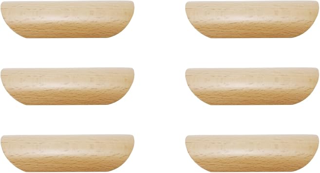 6pcs Cabinet Wooden Finger Handles 2.5" Hole Centers Wood Drawer Pulls Handles