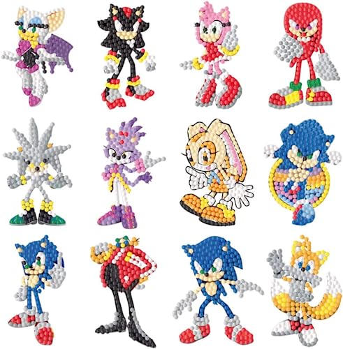 Hitomosu 5D Diamond Painting Stickers Kits, 12 Pcs Cartoon Anime Theme Diamond Stickers Paint By Numbers Kit, Boys And Girls Diy Cartoon Theme Stickers #TOP7