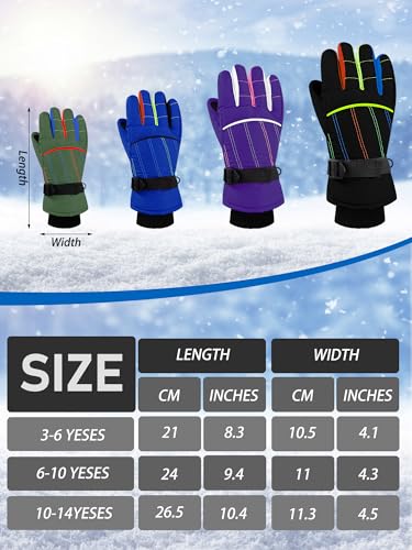 Image of Geyoga 4 Pairs Winter Kids Ski Gloves Boys Girls Windproof Waterproof Warm Snow Gloves for Children Toddler Snowboard