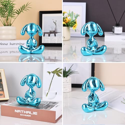 Estatua Decorativa de Perro Meditando Azul para Escritorio miniatura 6