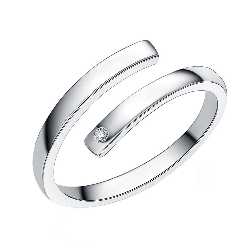 925 Sterling Silver Open Ring White (Resizable)