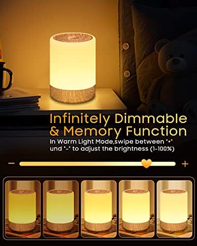 Lampada da comodino Touch dimmerabile,256 RGB cambia colore lampada da tavolo a LED calda,2200mAh USB ricaricabile funzione di memoria luce notturna per bambini per camera da letto soggiorno