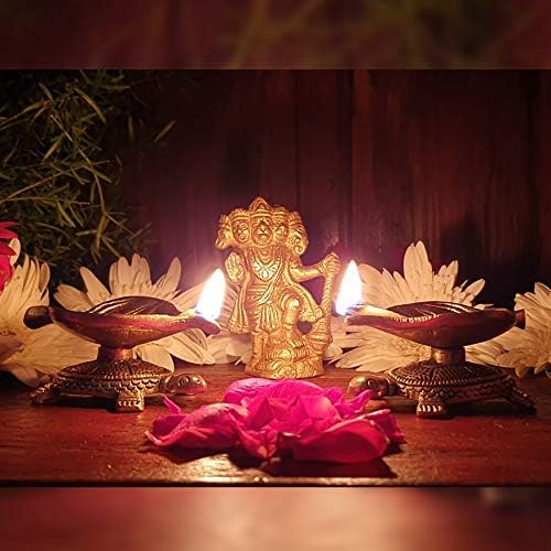 phareLamp Presents Indian Diwali Oil Lamp Pooja Diya Brass Light Puja Decorations Mandir Decoration Items Handmade Table Home Backdrop Decor Lamps Made in Decorative #A247