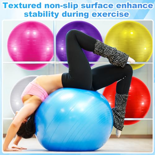 image for Jexine 6 Pcs Yoga Ball Exercise Ball PVC Stability Balance Yoga Ball C