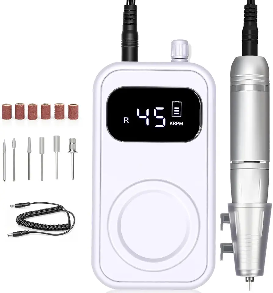Lixadeira Elétrica para Unhas Profissional, Motor de Unha, Removedor de Polimento de Gel, Motor Portátil com Display Digital, Controle de Velocidade
