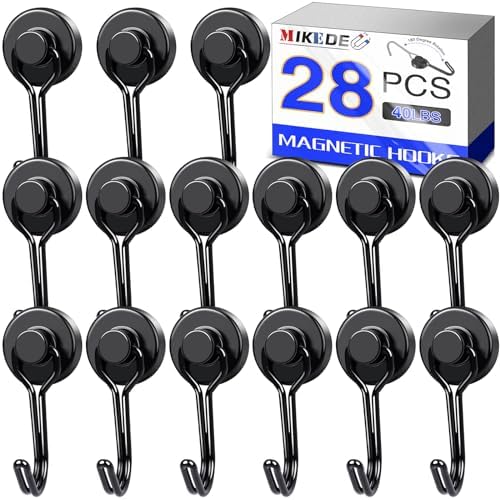 MIKEDE Strong Magnetic Hooks, 40LBS Black Swivel Swing Hooks Heav...