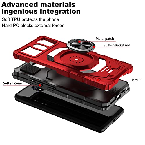Ailiber For Nokia C100 Phone Case, Nokia C100 5.45" Case With Screen Protector, Ring Kickstand For Magnetic Car Mount Military Grade, Heavy Duty Shockproof Protective Cover For Tracfone Nokia C100-Red #TOP2