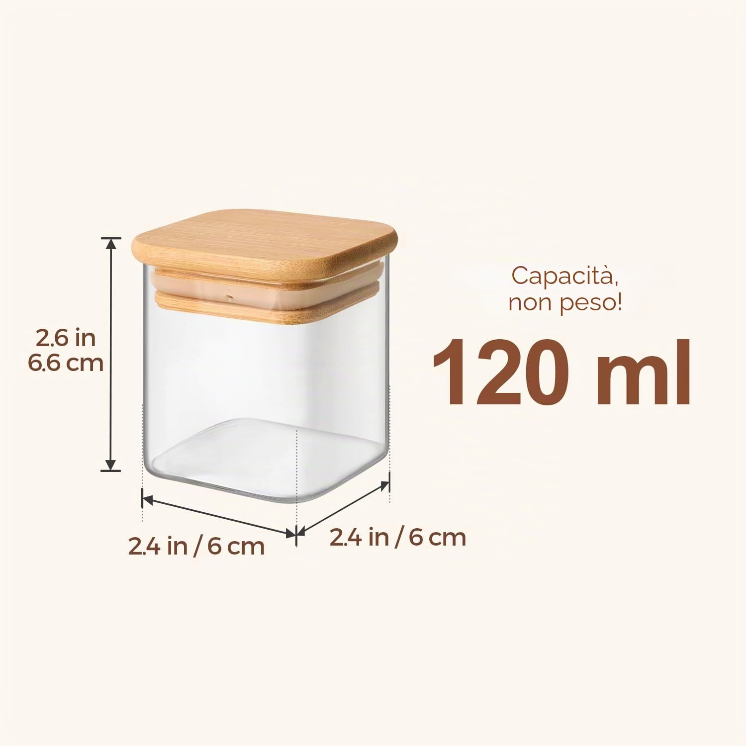 ComSaf Barattoli Spezie Quadrati, 12 x 120 ml, Barattoli Vetro con Coperchio in Bambù, Contenitori Spezie Ermetici con 54 Etichette, per Porta Spezie per Cucina, Cassetto e Cucina