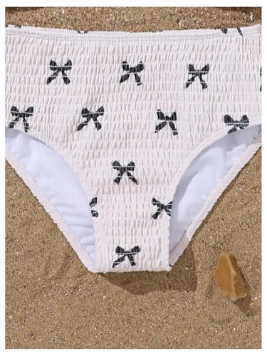 Milumia Girl's 2 Piece Bikini Set Textured Bow Knot Spaghetti Strap Bathing Suits4
