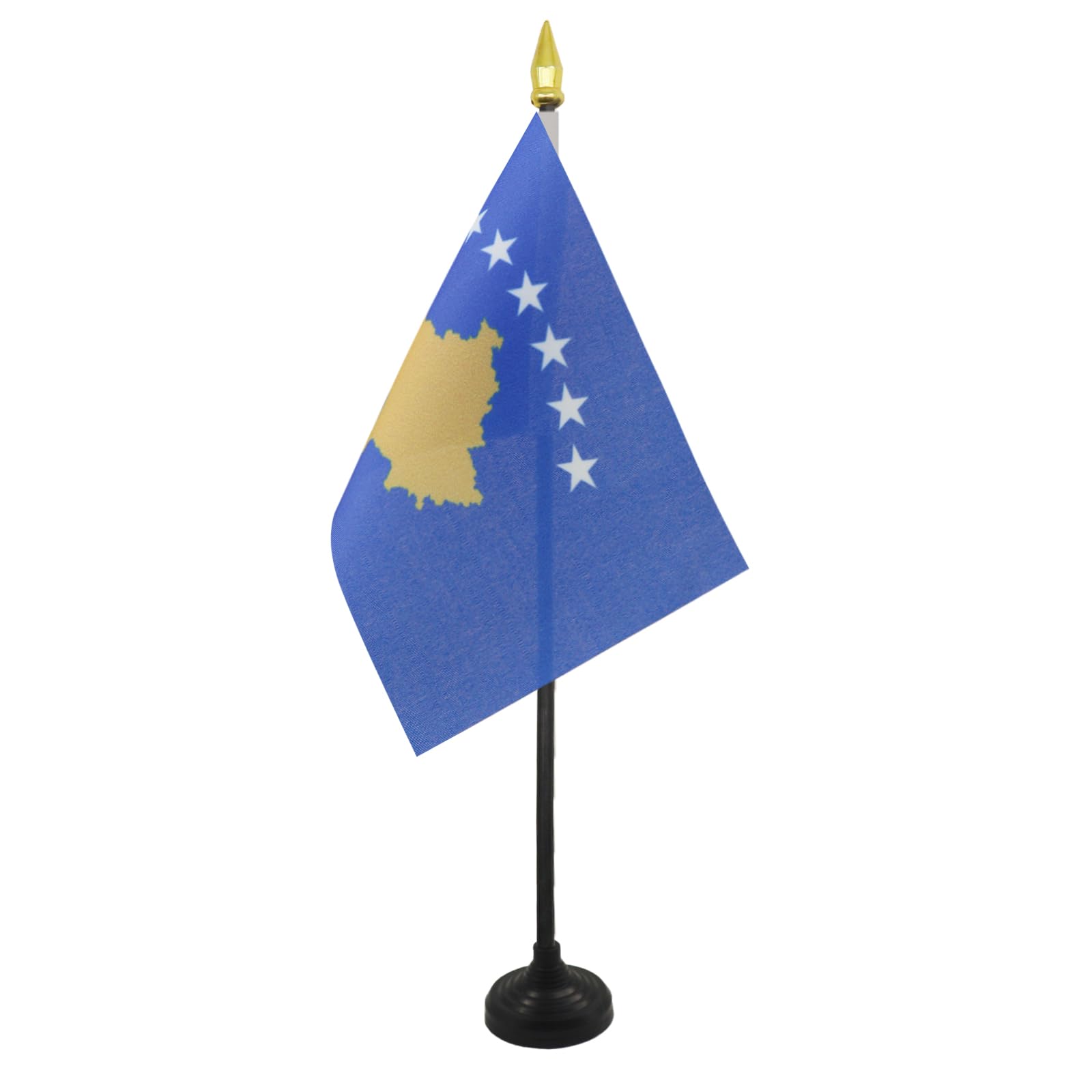 AZ FLAG - Kosovo Table Flag 4'' x 6'' - Kosovar Mini Desk Flag 100% Polyester 15 x 10 cm - Office Banner with 10'' Pole - Golden Spear