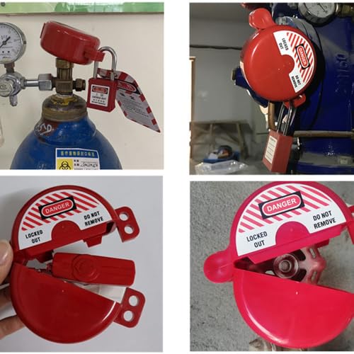 VOANZO Gasflaschen-Verriegelungsventilschloss mit Sicherheitsvorhängeschloss, hitze- und schlagfestes Lockout-Tagout-Gerät für die Sicherheitsabschaltung von Gashähnen