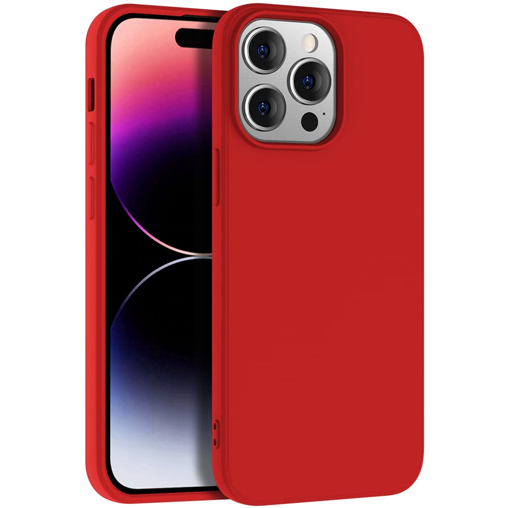 X-levelCompatible iPhone 14 Pro Max Case Silicone Ultra-Thin [Dynamic Series] Slim Soft Gel Rubber with Camera Protection Anti-Scratch Microfiber Lining Cushion Shockproof Cover 2022 -Red