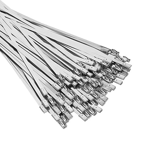 Sourcingmap 100pcs 7.9 Inches Stainless Steel Exhaust Wrap Coated Locking Cable Zip Ties - Image 2