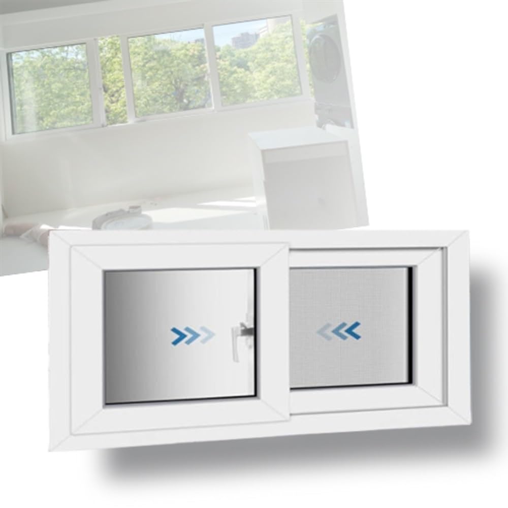 Finestra Seminterrato Finestra Scorrevole in Alluminio 40 50 60 70 80 90 100cm Finestre Scorrevoli per Casetta da Giardino, con Vetro Temperato/Zanzariere(White,(WxH) 100x55cm/39x22)
