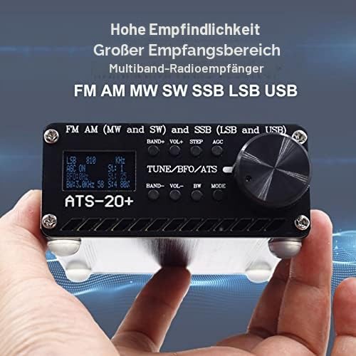 ATS 20+ Funkempfänger FM AM MW & SW SSB (LSB und USB) All-Band-Funkempfänger, 0,96-Zoll-LCD-Bildschirm, Tragbarer Handfunkempfänger, Eingebauter Antenne