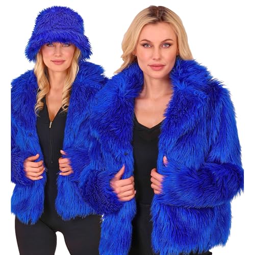 W WIDMANN MILANO Party Fashion - Damen Kunstfell-Jacke, flauschiger Pelz, Plüschjacke, Kostüm, Party Outfit für Karneval & Festival