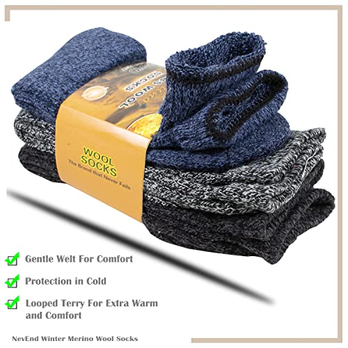 NevEND 6 Pairs Men Wool Merino Winter Thermal Boot Insulated Socks For Heavy Duty Outdoor Activities Size 10-134