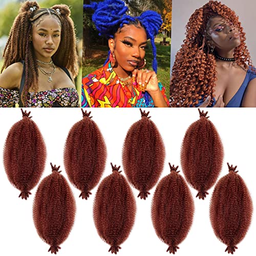 Ginger 350 Marley Hair Cuban Twist hair 16 inch Marley Twist Braiding Hair Kinky Crochet Springy Afro Twist Hair for Braiding Wrapping Marley Hair for Soft Faux Locs (350 Spring Twist Hair 8 Packs)