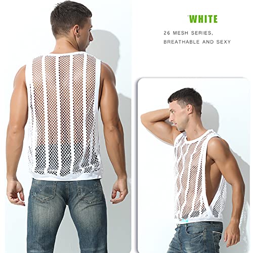 ABAFIP Men's Sleeveless Fishnet Mesh Tank Top Baggy Workout Gym Muscle Shirt Loose Fit Activewear Summer Tee Shirts4