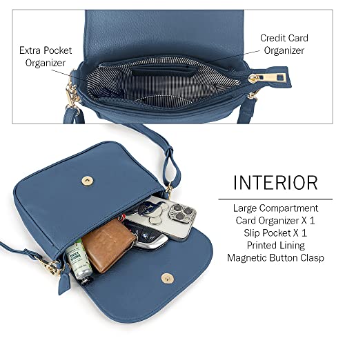 Image of EVVE Small Crossbody Bags for Women Trendy Flap Saddle Purses with Tassel Vegan leather Shoulder bag