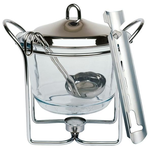 APS Servierschale mit Stövchen 'FEUERZANGENBOWLE' - Edelstahl, Glas, Traditionell, 4 Liter, Punschschale