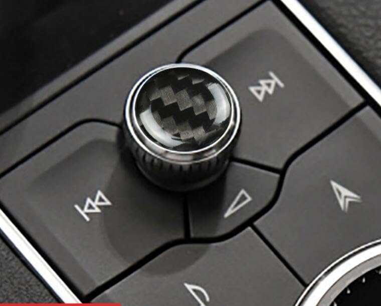 Image of Car Interior Accessories Knob Cover Carbon Fiber Decal Compatible with Cadillac XT4 XT5 CT4 CT5 CT6 (Black)