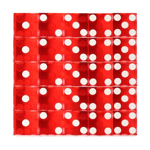 GSE 19mm Casino Craps Dice Set of 25 with Razor Edges, Serialized, Red