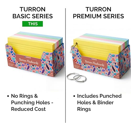 Image of Turron Basic Blank Index Flash Cards (150, Multicolor, 3 x 5 Inch, 2-Side Ruled)
