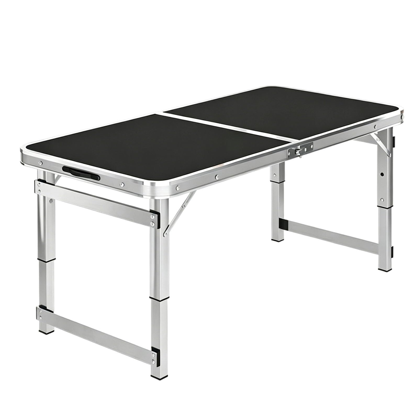 Tavolo pieghevole da campeggio 70-180cm 3 altezze, tavolini laterali portatili per grill da esterno, tavolo da spiaggia leggero con maniglia per il trasporto campeggio, cortile, picnic(Nero,70cm)