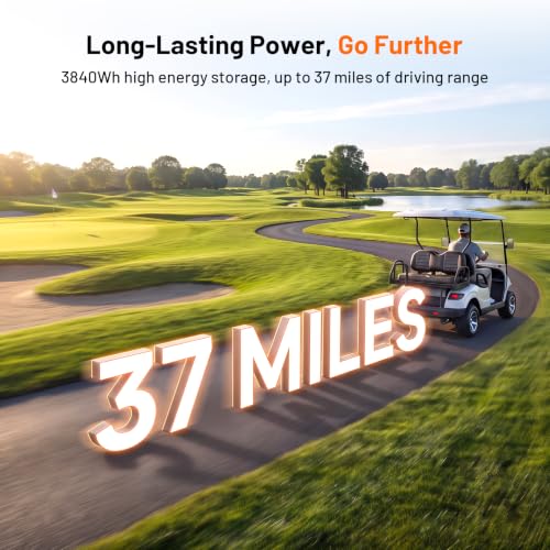 Image of 36V 100Ah Golf Cart Lithium Battery, 200A BMS (600A Peak), Bluetooth & Dashboard Meter, 3.84kWh Deep Cycle LiFePO4, 68.7lbs Drop-in Replacement for 6x 6V Batteries, EZGO TXT, Club Car DS