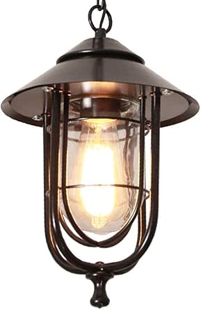 Mengjay E27 Hanglampen Outdoor Hanglamp Zwart Retro IP44 Vintage Industriële Ijzer Plafondlamp Verlichting Waterdicht Regenpaviljoen Villa Loft Kroonluchter Buitenlicht (A