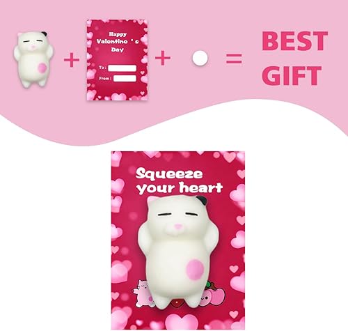 Miniatura 4 de Jofan 24 tarjetas de San Valentín con juguetes mochi esponjosos para niños, escuela, clase, aula y Día de San Valentín, regalos, premios y recuerdos