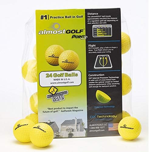 ALMOSTGOLF Point3 Limited Flight Practice Golf Balls – Realistic Spin, Trajectory, & Accuracy Foam Training Balls Pack of 24
