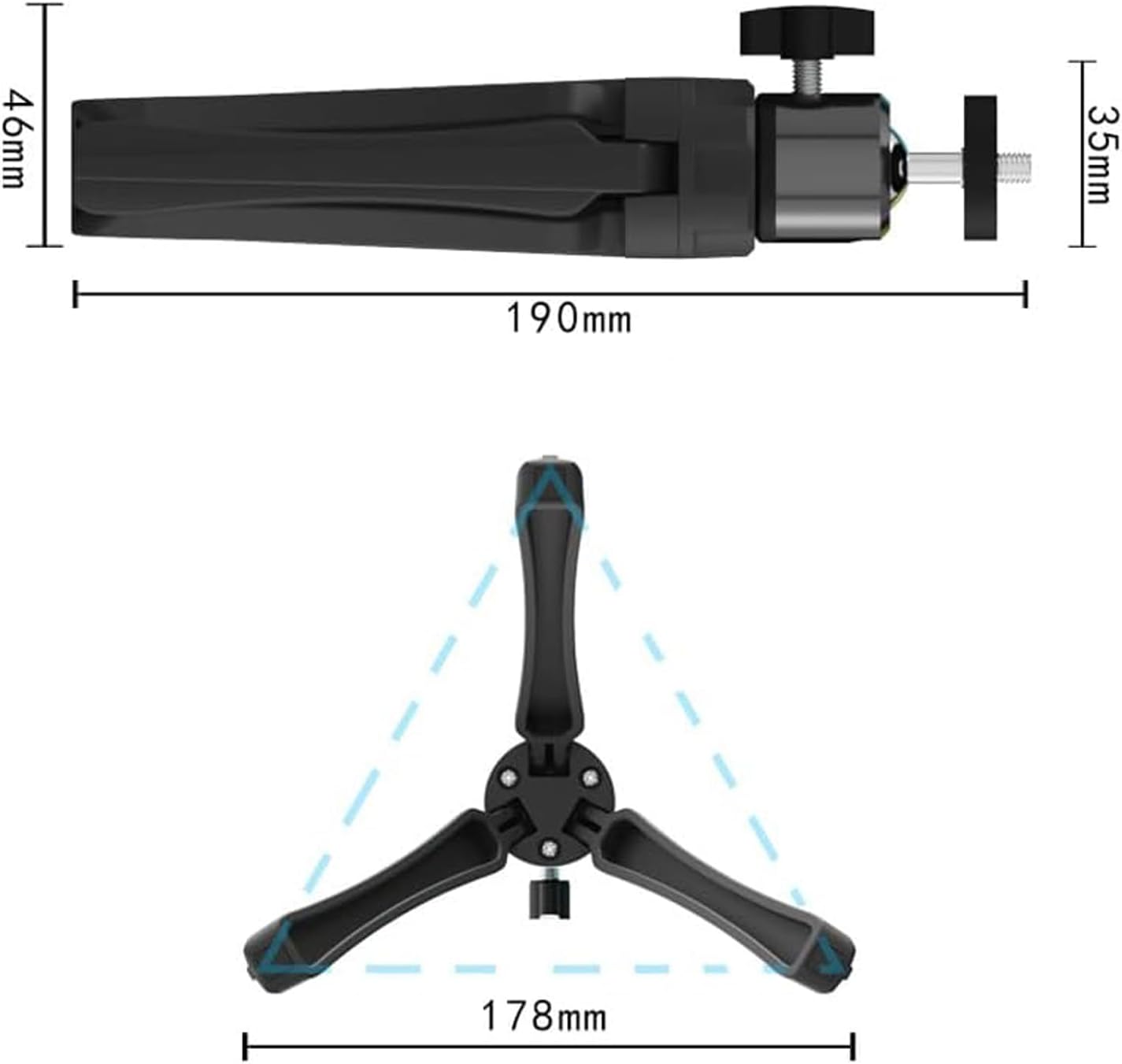 Tripod dimensions diagram