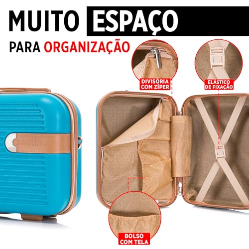 Frasqueira Necessarie de Viagens Nice Tamanho Único de mão ABS Rígida Fechamento em Ziper com Organi
