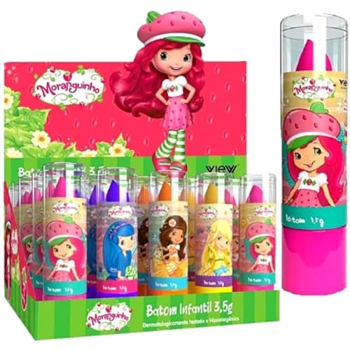 Batom Infantil Moranguinho e Princesas, Kit 24 Batom Box (Morangu...