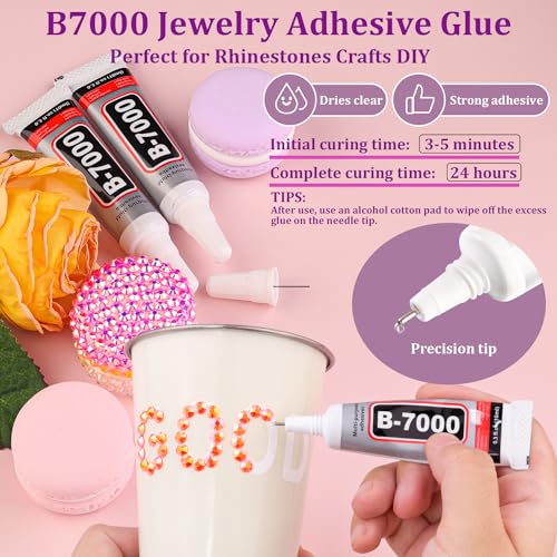 Image of Resin Jelly Rhinestones for Crafting with B7000 Jewelry Glue, 1 Box Orange AB Flatback Crystal with 3Pcs 10ml Glue, Bedazzling Non Hotfix Gems for DIY Tumblers Clothing Shoes Manicure