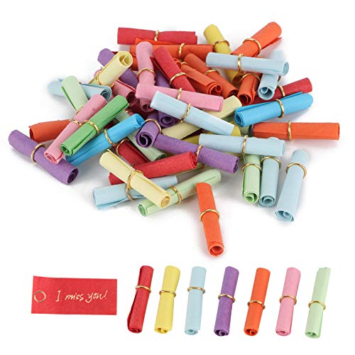 100pcs Mini Pergaminos de Papel, 2.4 X 1in Afortunado Deseos de Pergaminos Scrolls Colorido Mensaje de Mensaje Escribir Sobre éL Valentín Presente de Cumpleaños Decoración de La Bo