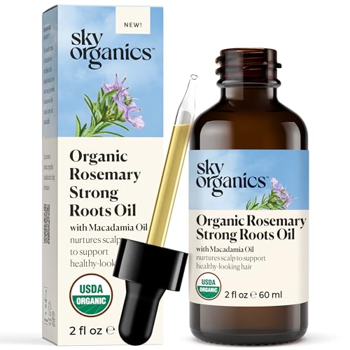 Sky Organics – Organic Rosemary Strong Roots Oil – Rosemary Oil for Hair Growth – w/Macadamia Oil & Jojoba Oil – Essential Oils Scalp Serum – Natural Hair Growth Serum – Beauty, Hair Care – 2 fl oz