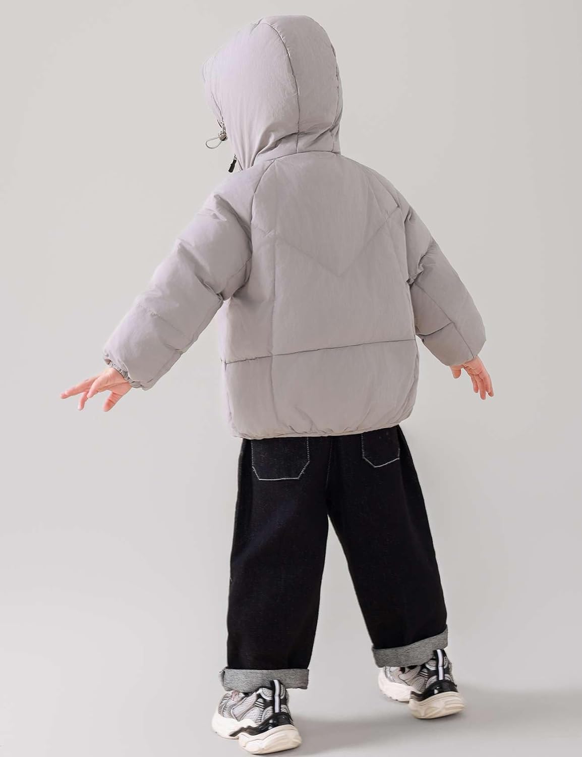 Hecatombic Piumino Leggero con Cappuccio per Bambini E Ragazzi Carino Tinta Unita Addensato Caldo Antivento con Coulisse Giacca con Cerniera Autunnale E Invernale