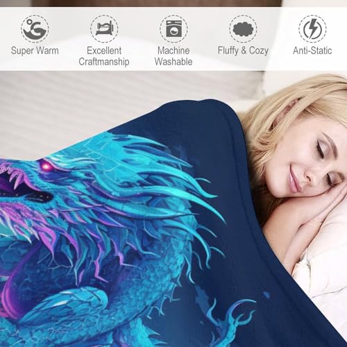 Couverture dragon douce résolvant le manque de chaleur sur le canapé plaid lavable 140x180
