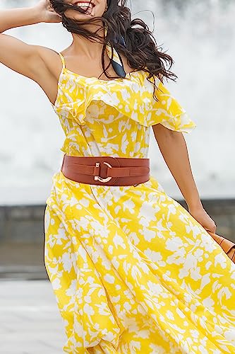 TeeYee Women's Leather Belts for Jeans Pants Fashion Gold Buckle Ladies Dress Belt4