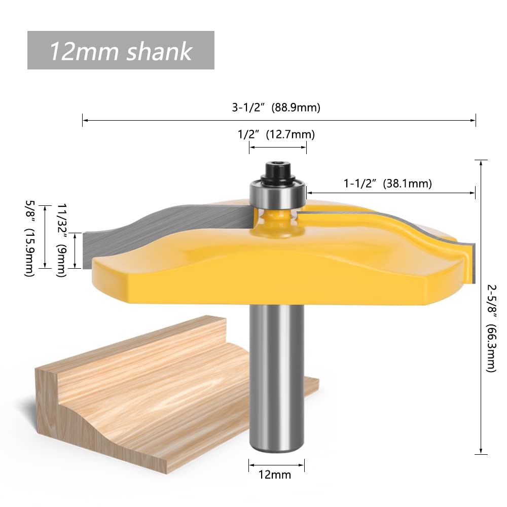 1 szt. 12 mm 1/2 cala trzpień z węglika spiekanego frez do paneli z drewnianymi drzwiami duże narzędzie do frezowania frezarki do obróbki drewna(12mm shank)