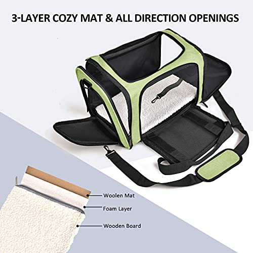 Image of Henkelion Large Cat Carriers Dog Carrier Pet Carrier for Large Cats Dogs Puppies up to 25Lbs, Big Dog Carrier Soft Sided, Collapsible Travel Puppy Carrier - Large - Green